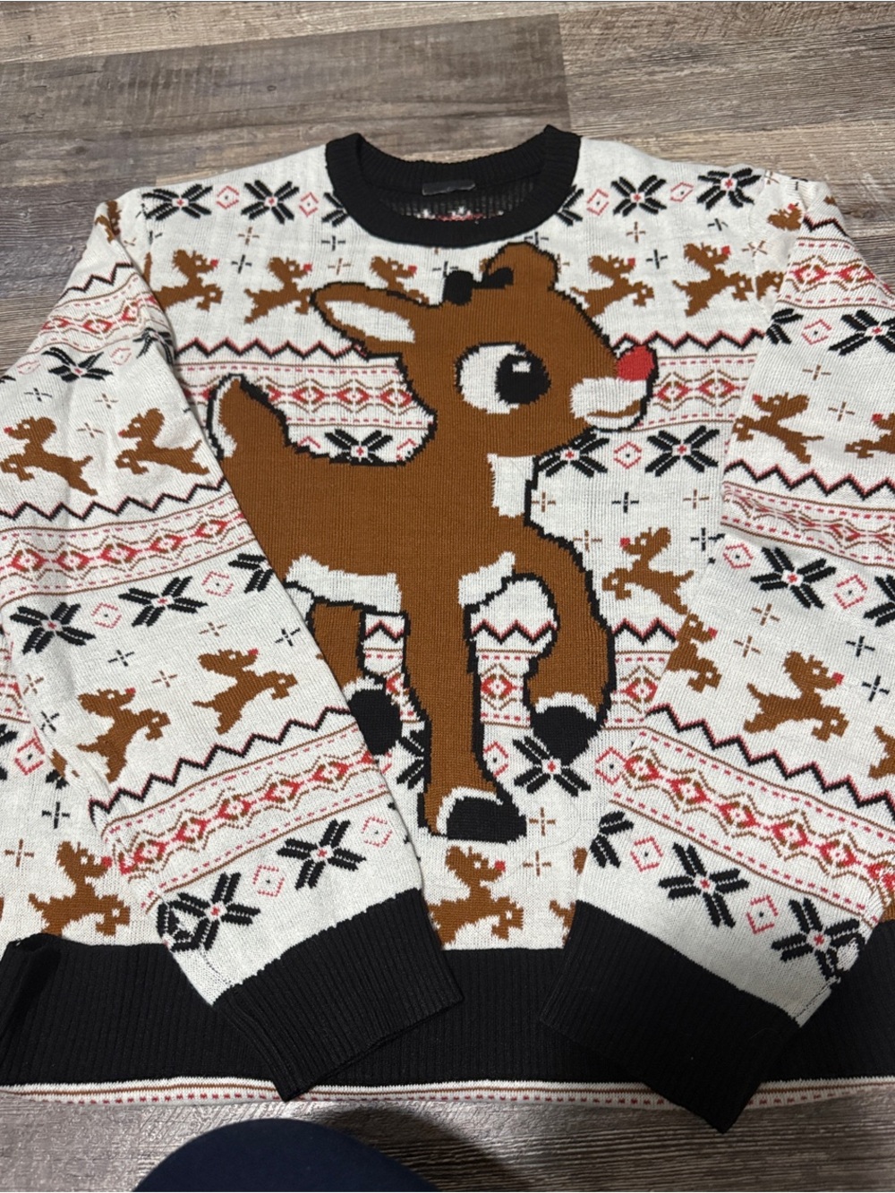 Men's Reindeer Crewneck Sweater - White/Brown